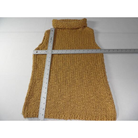 Express World Brand Handknit Wool Sweater Medium Tank Mock Neck Sleeveless Tan - Picture 10 of 11